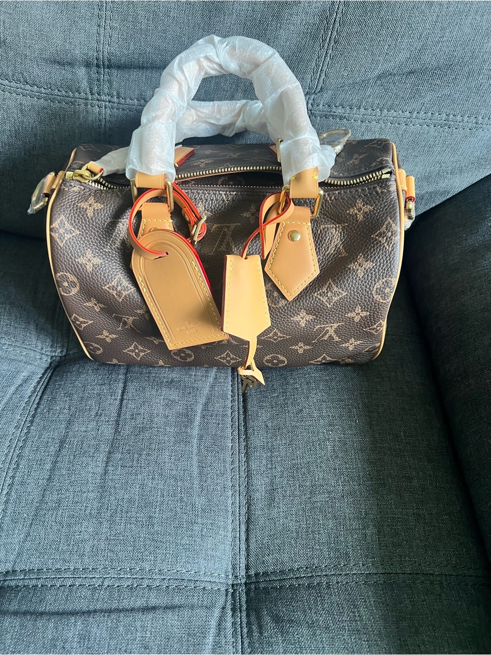 Louis Vuitton Monogram Canvas Top Handle Satchel in Brown and Tan